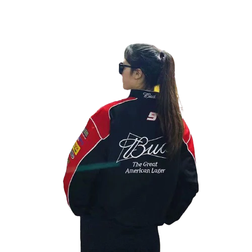 Black Budweiser Vintage Racing Jacket